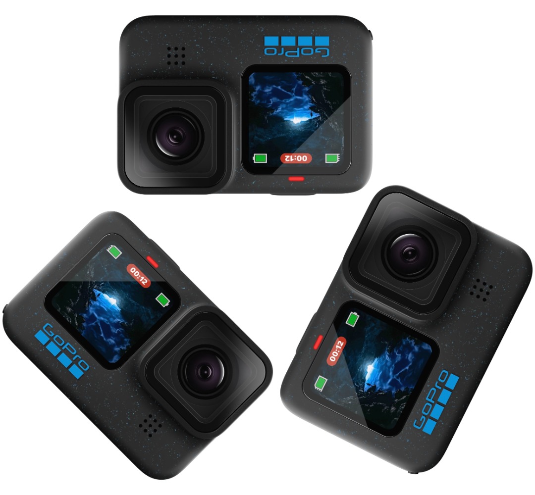 3x gopro 12 + batteries + mounts