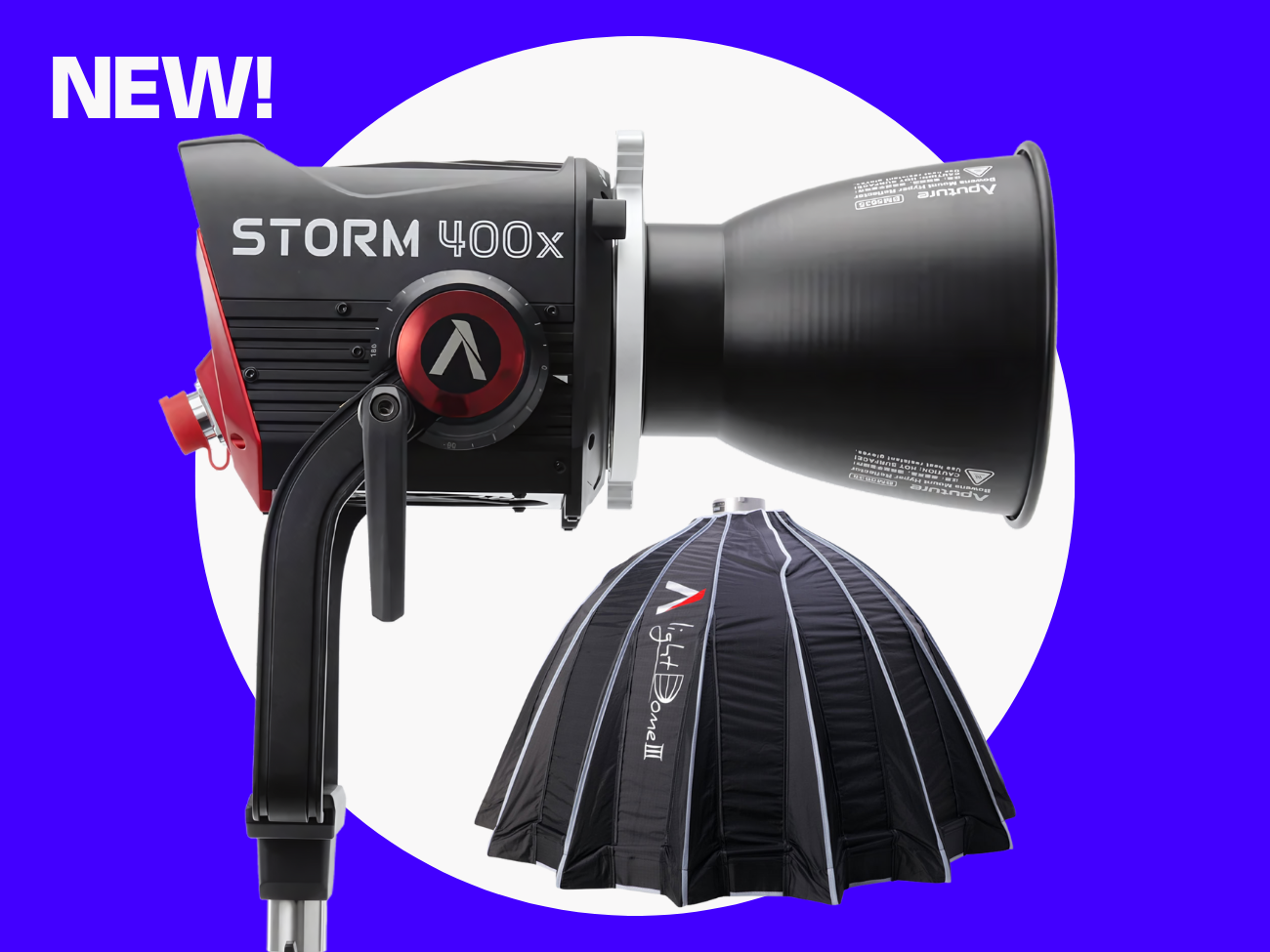 Aputure storm 400x + light dome iii