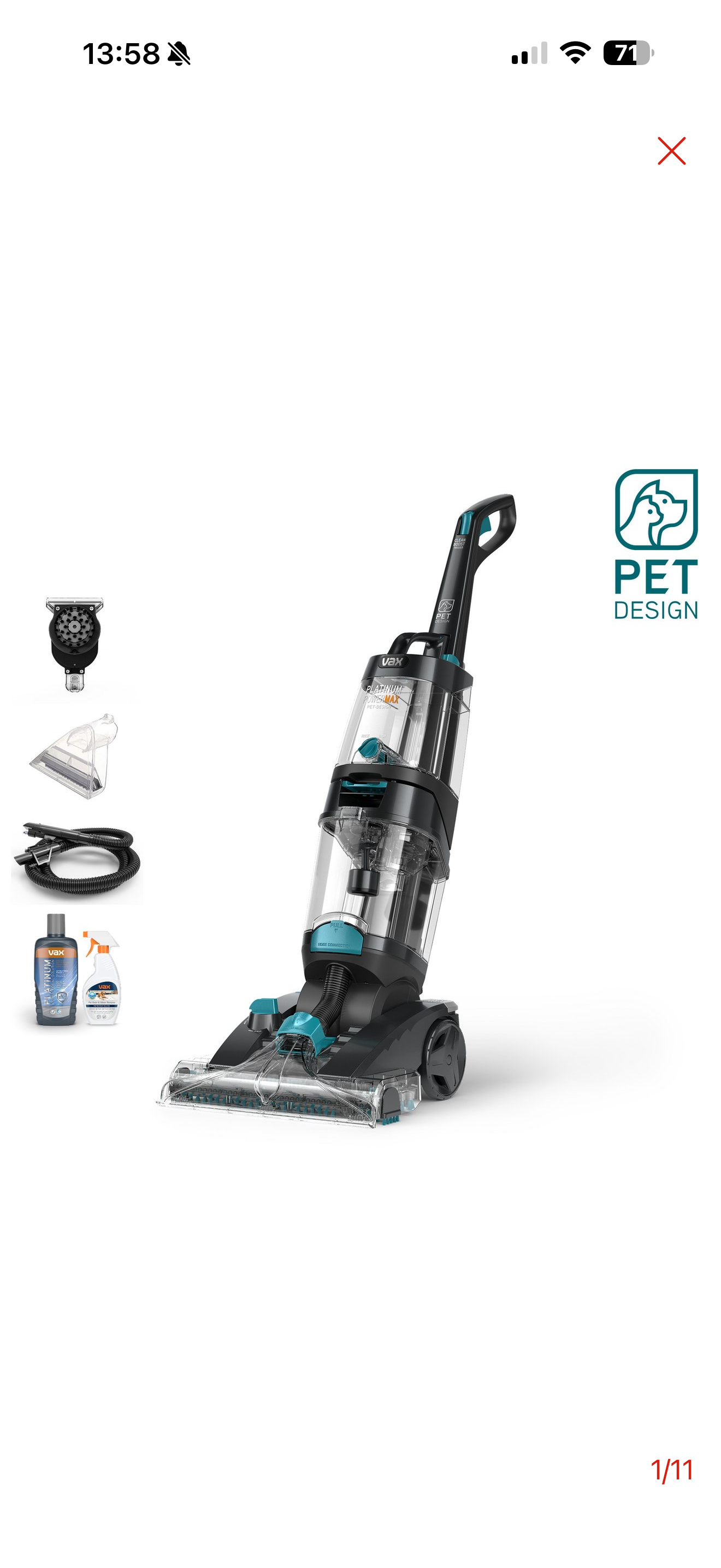 Vax platinum power max pet-design carpet cleaner - 328/2430