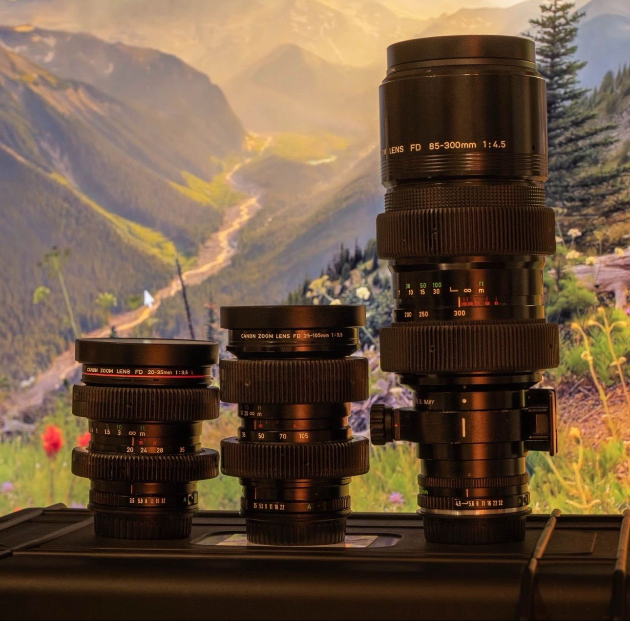 Canon fd zoom set - ef mount - cine modded