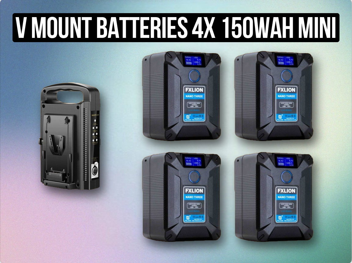 V mount batteries 4x 150wah mini flexion + dual charger
