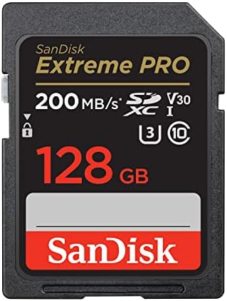 Sandisk 128gb extreme pro sdxc card, sd card, v30 memory card, 4k uhd, up to 200 mb/s, sandisk quickflow technology