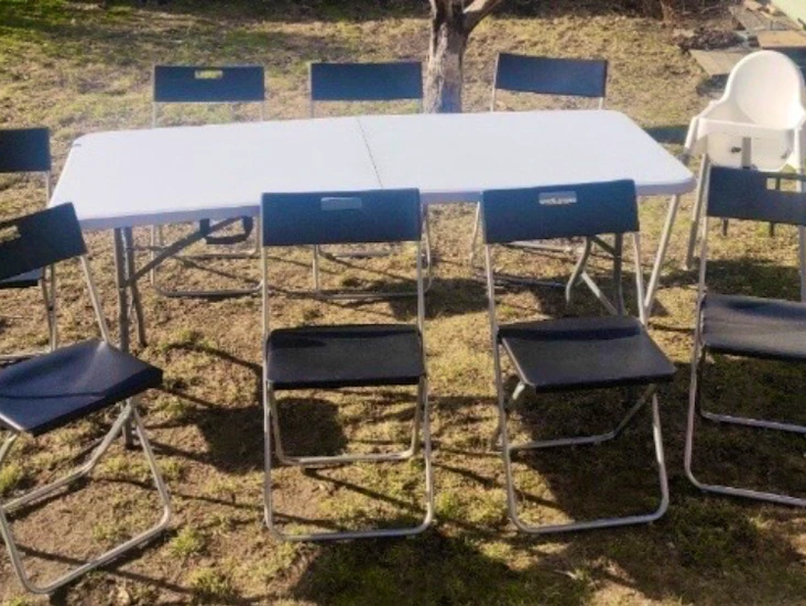 3 foldable tables with 10 chairs
