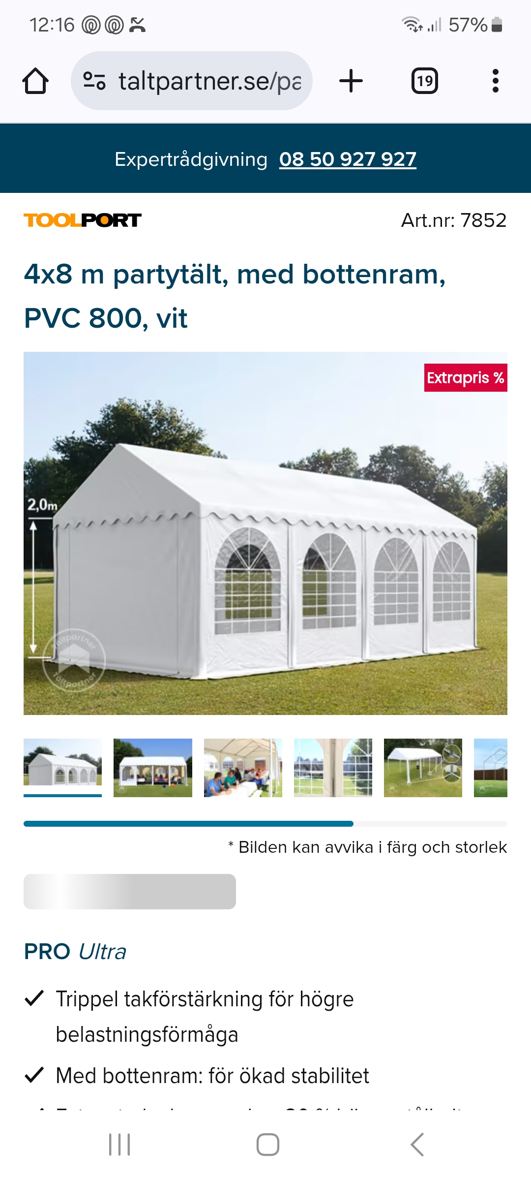 Partytält 4x8m