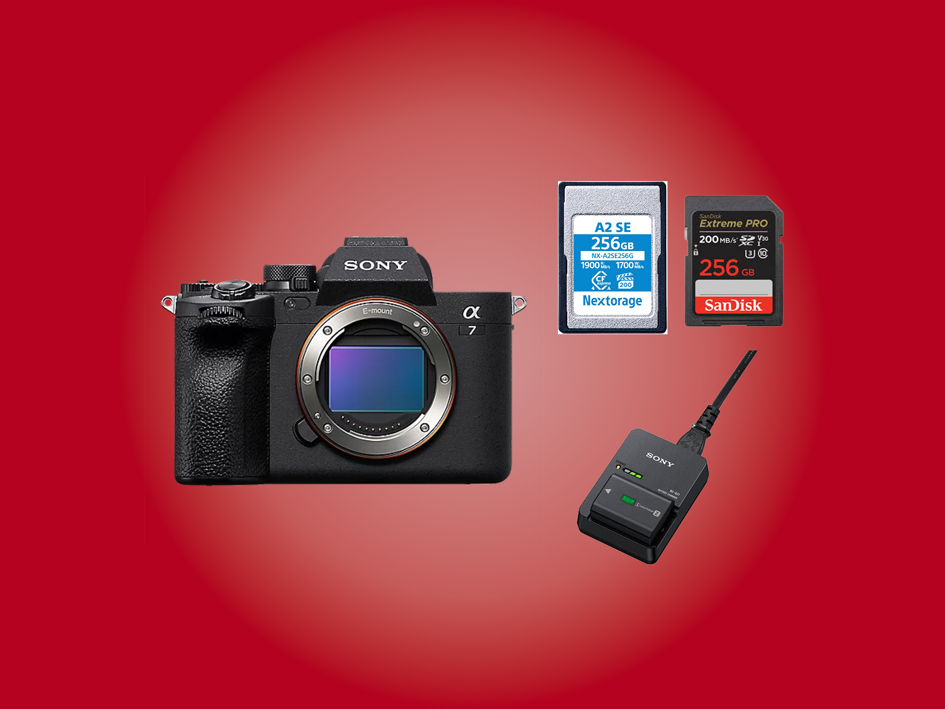 Sony a7v body + battery and memory cards