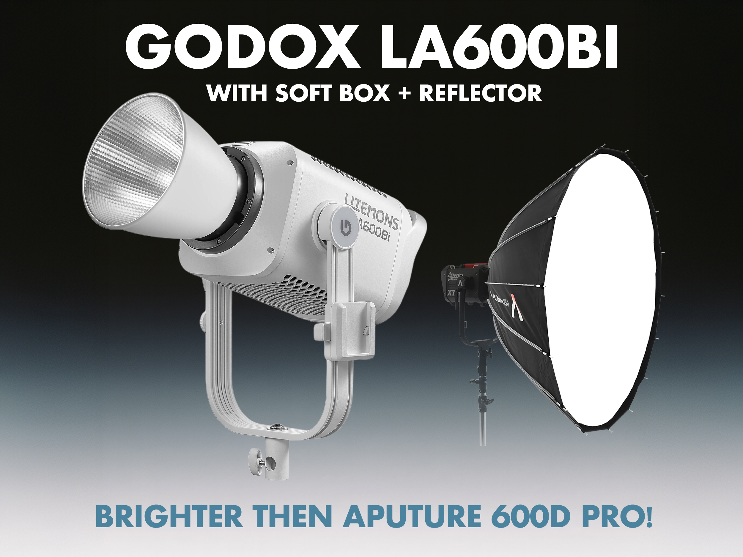 Godox la600bi + 150cm softbox - brighter then aputure 600d pro! -  bi-colour led
