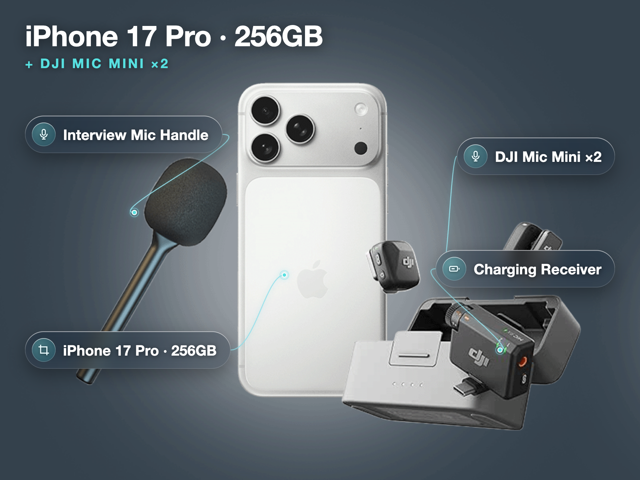 Apple iphone 17 pro 256gb + dji mic mini (set of 2) - interview & content kit