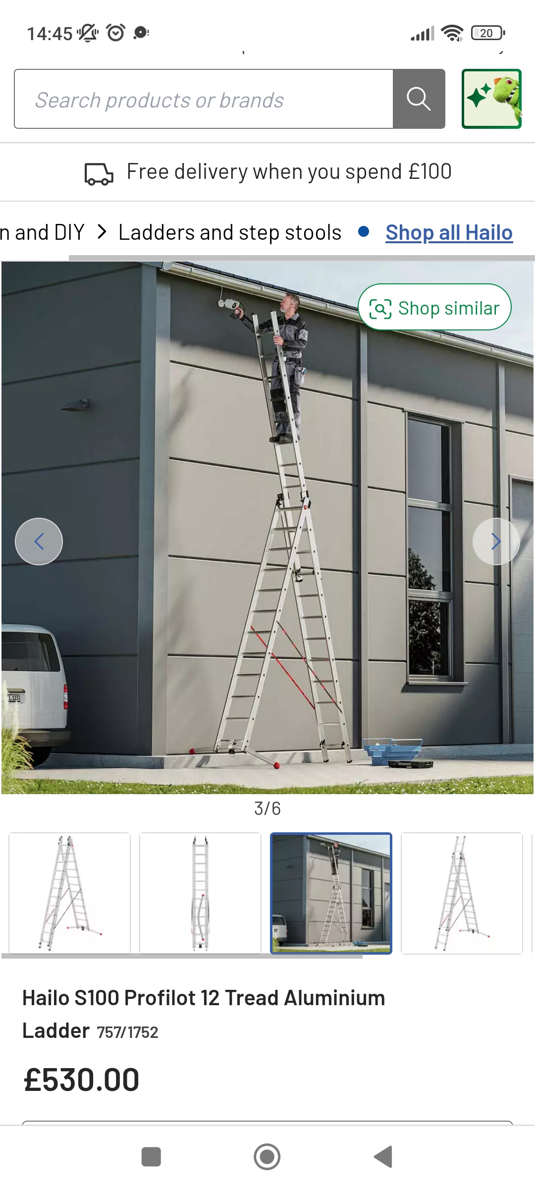Hailo profilot long ladders cominbination extension a frame