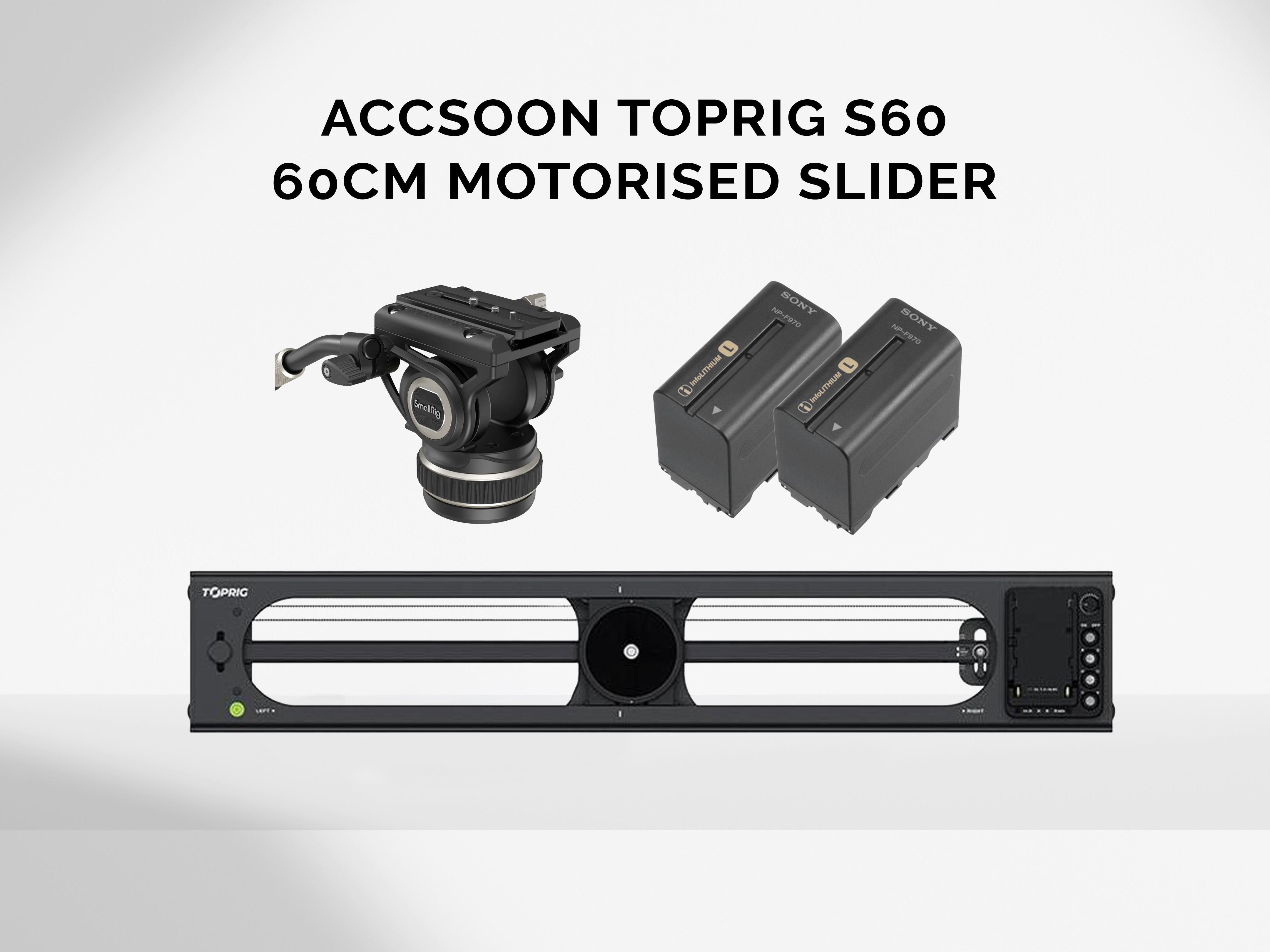 Accsoon 60cm motorised slider toprig s60 with tripod head and battery
