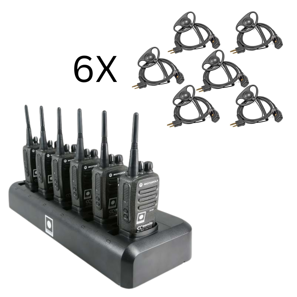 6x motorola dp1400 two-way radios (walkie talkies)