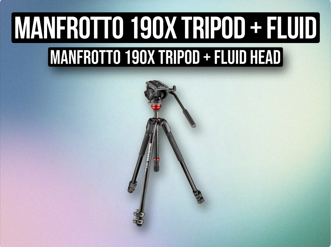 Manfrotto 190x tripod + fluid video head | heavy duty camera tripod stand for cinema, dslr, sony fx3, canon c70 (like “sachtler / benro tripod”) 