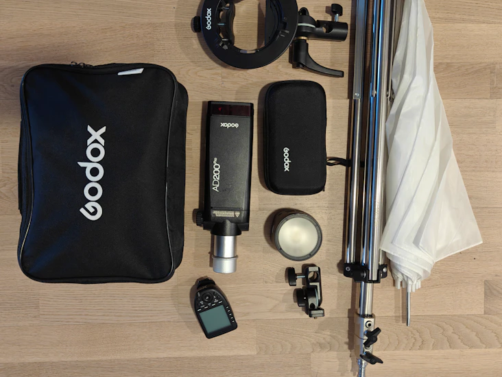 Portable portrait setup: godox ad200 pro + stand + godox portable softbox