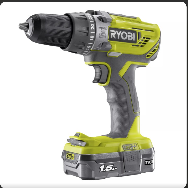 Ryobi drillpakke – drill, bits, bor og skruer