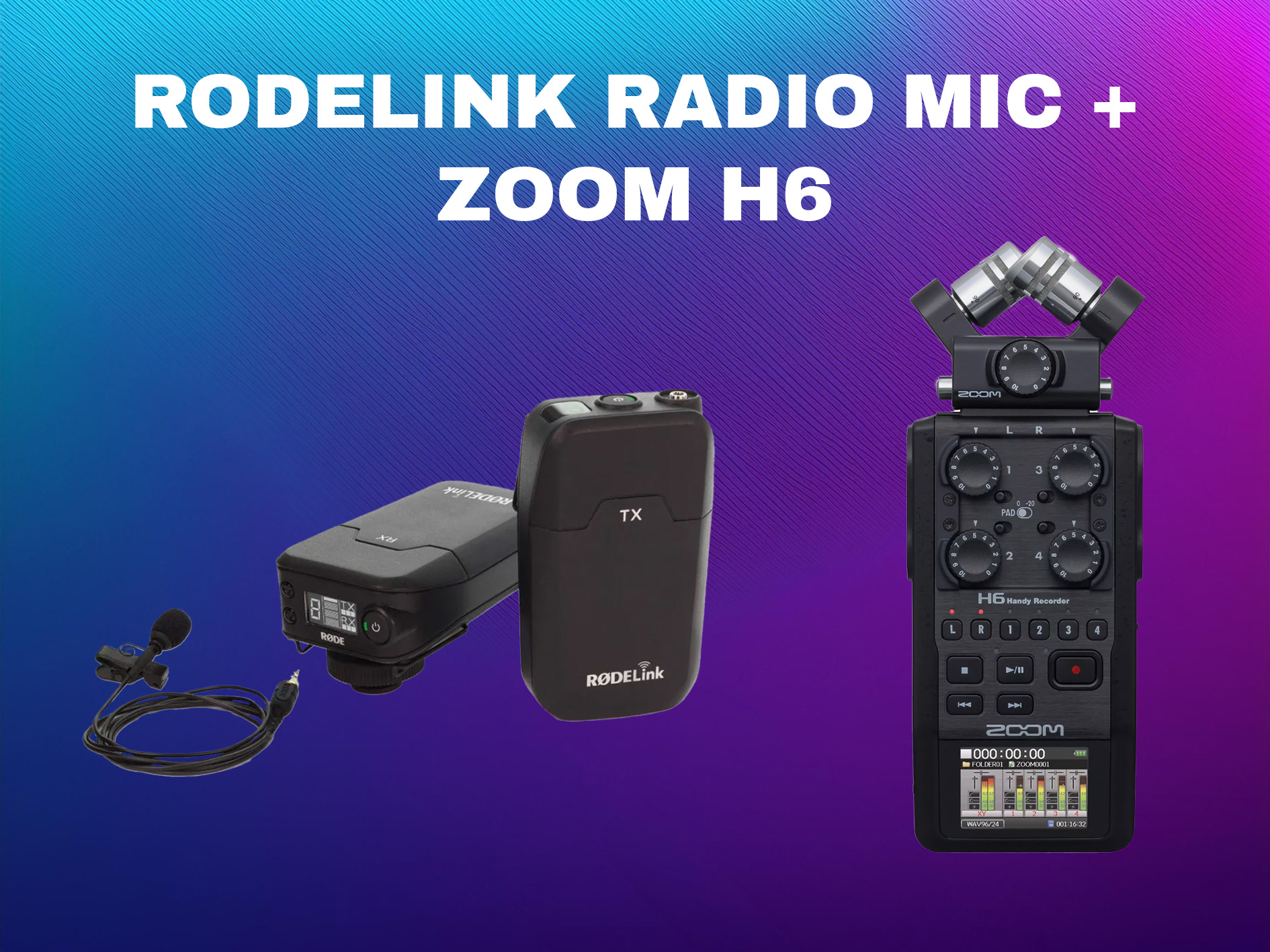 1x rodelink filmmaker kit / radio mic / lav mic + zoom h6