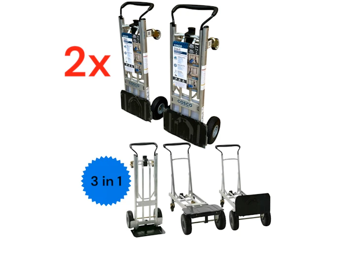 2x folding trolley trailer 3 in 1 truck flat-free wheels removal moving handcart hand truck trolly