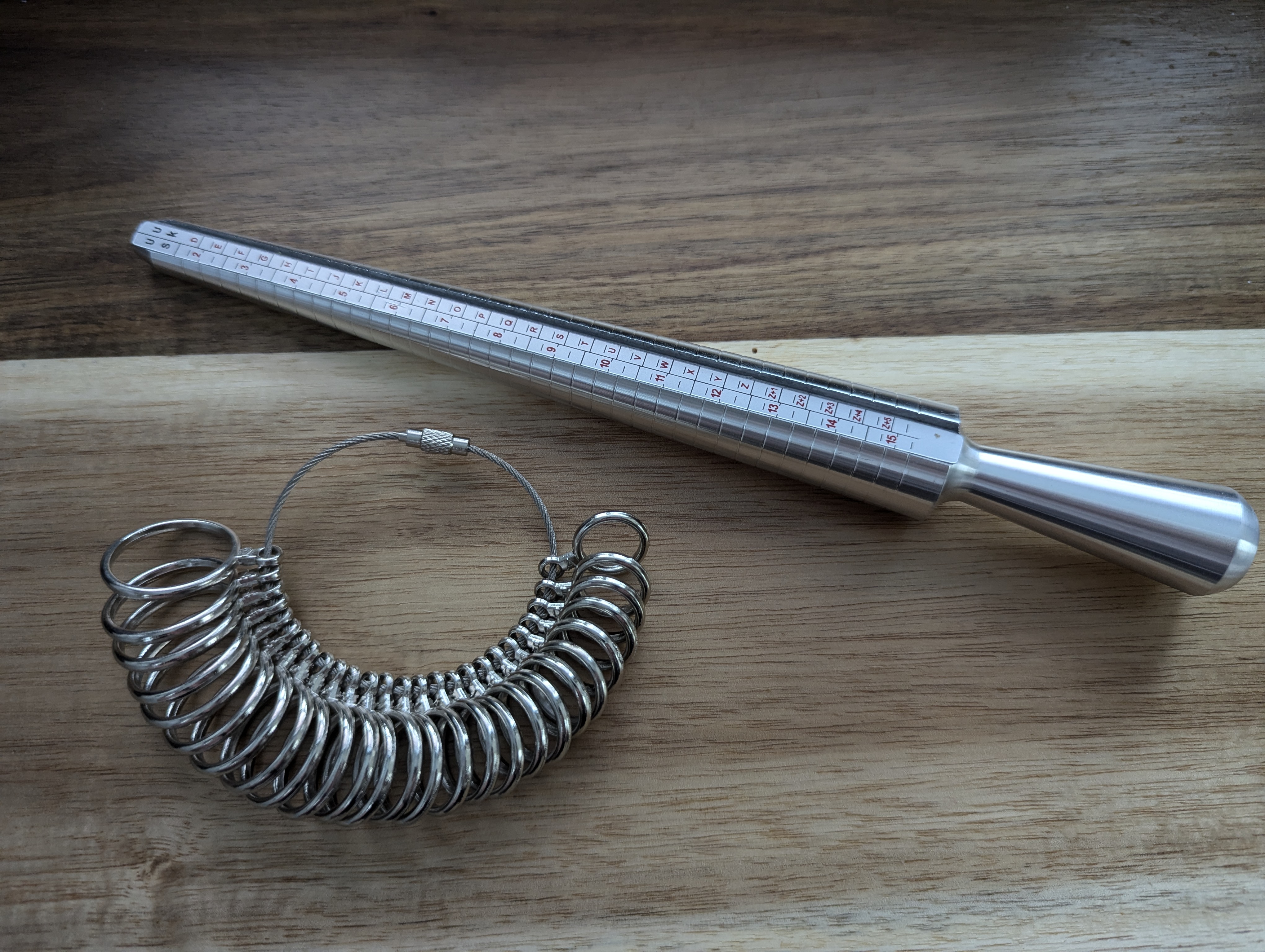Uk mandrel stick & ring gauge set - ring sizing