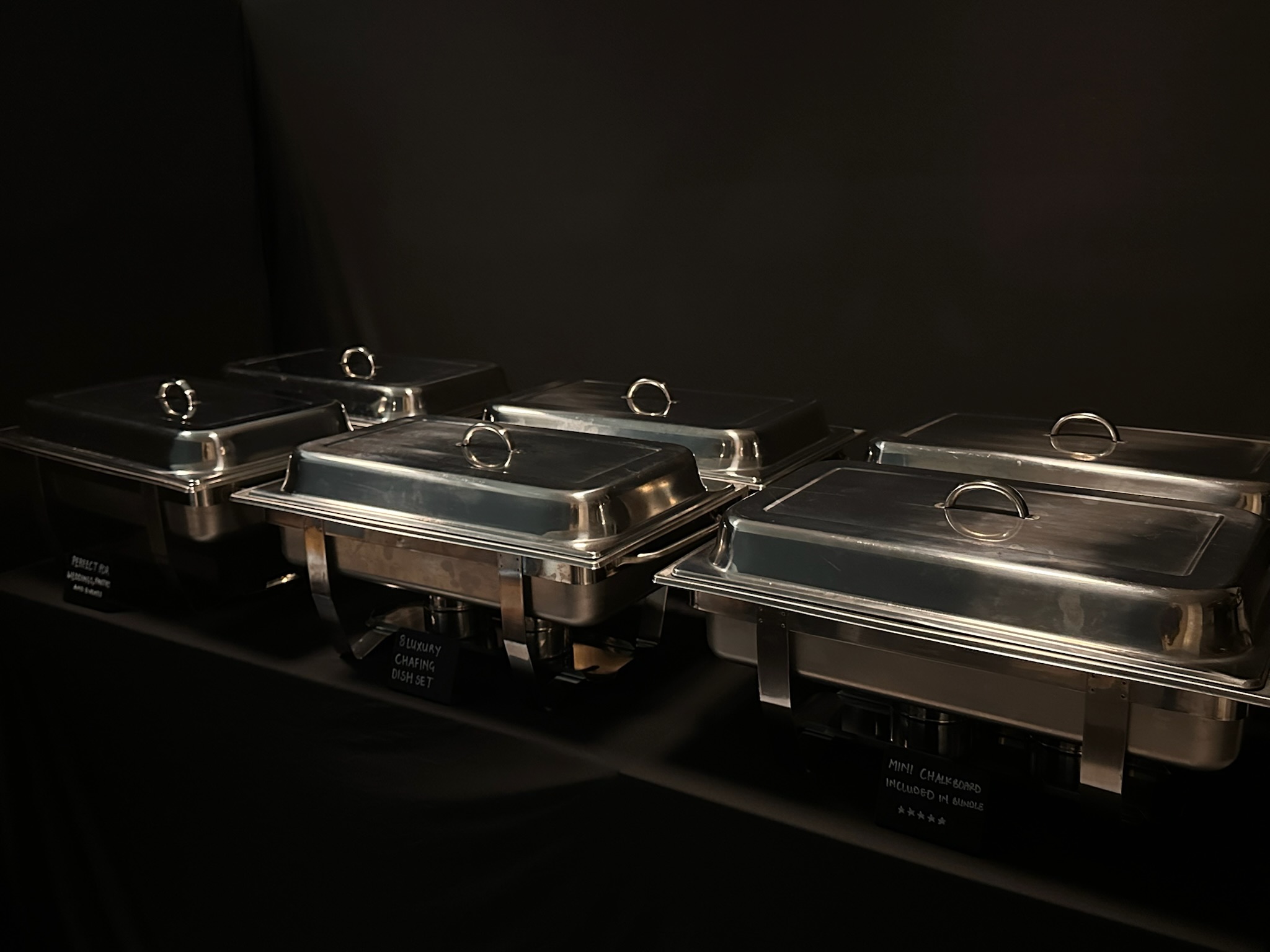 8 luxury chafing dish set hire | buffet warmers for weddings, parties & events