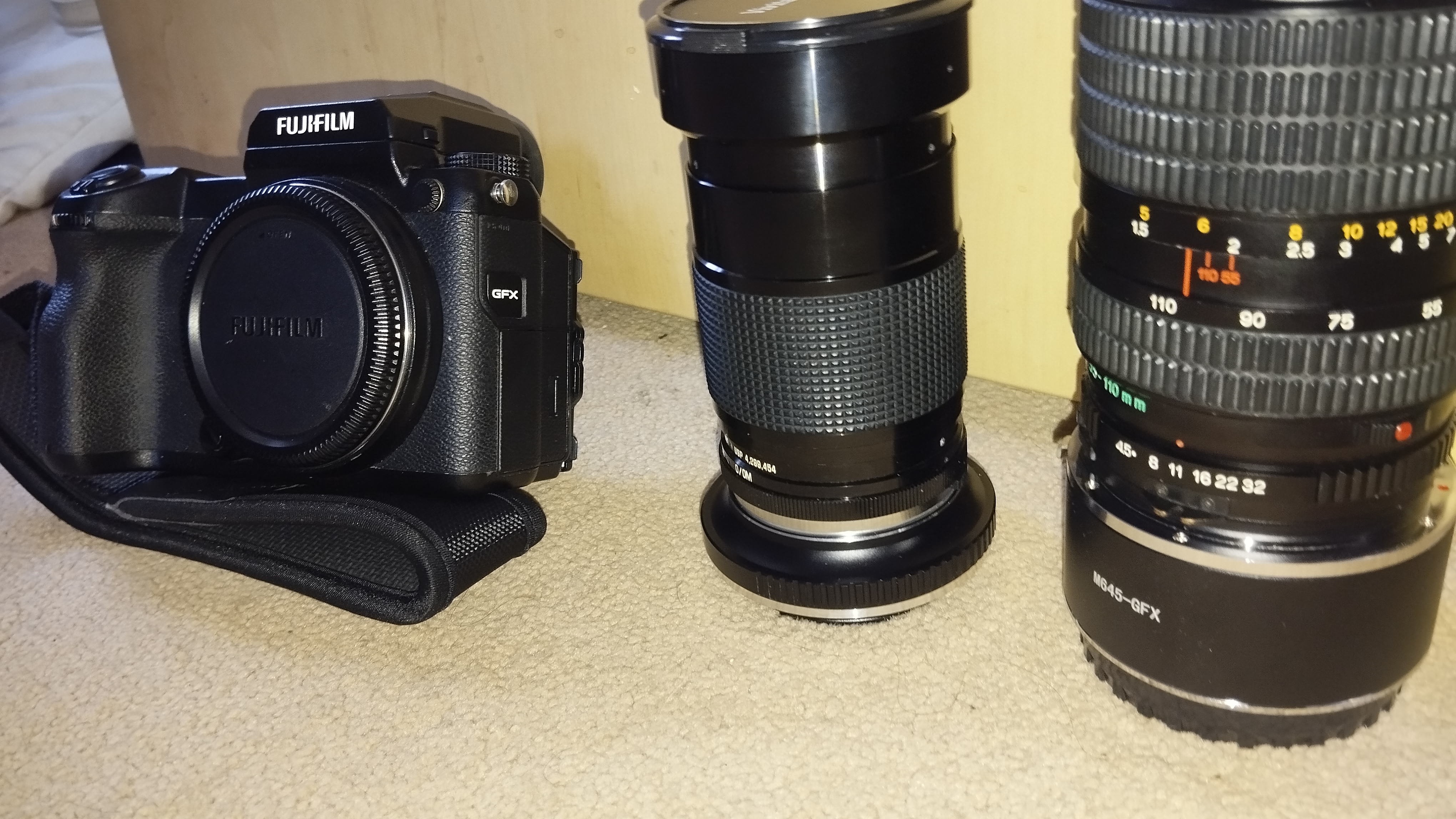 Fujifilm gfx 50s, with two manual lenses