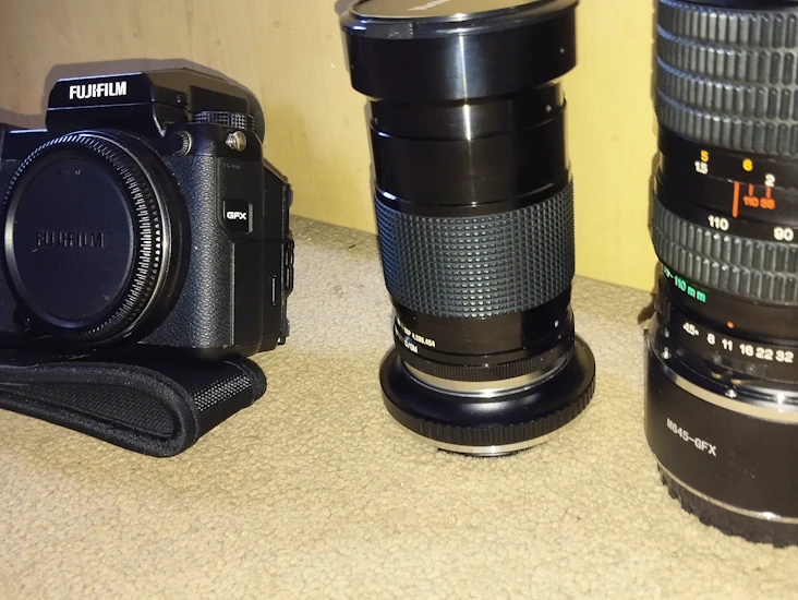 Fujifilm gfx 50s, with two manual lenses