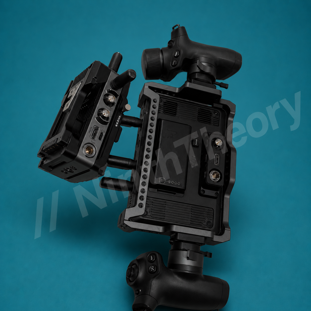 Dji monitor and transmitter with vmount attachments