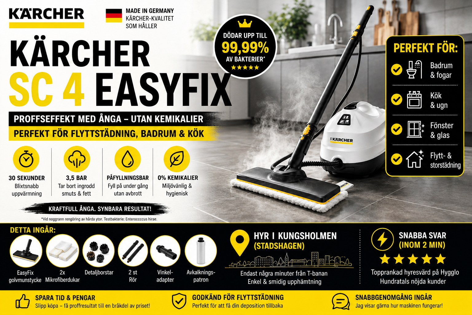 Flyttstädning på halva tiden | kärcher sc4 easyfix | kakel, fogar & badrum