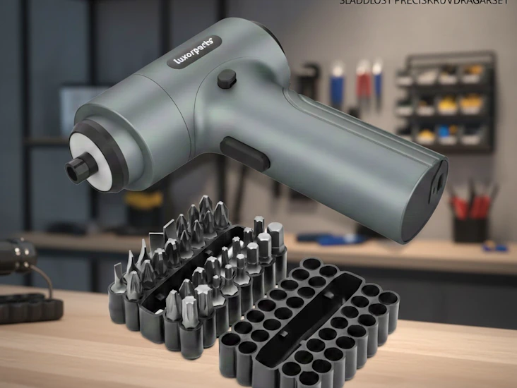 Batteridriven skruvdragare grå 5 n.m 3,7 v 2 500 mah li-jon + 32 st bits