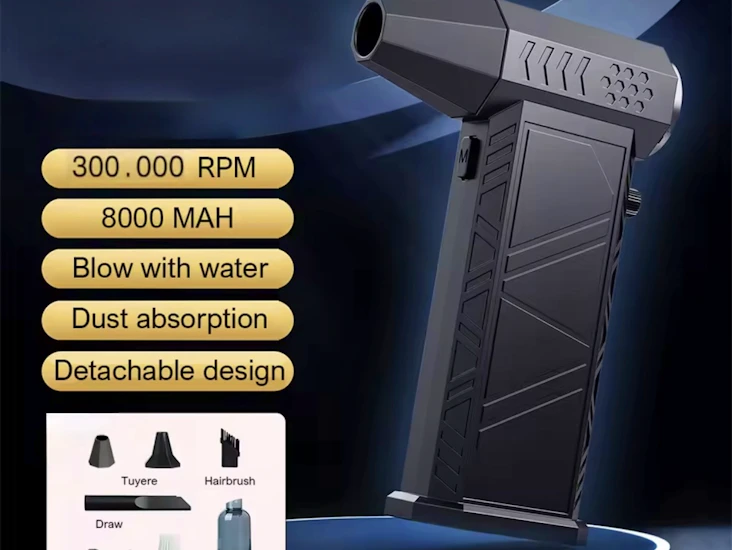 2in1 multifunktionell batteridriven air duster / air blower / turbo fläkt, 300.000 varv/min + dammsugare