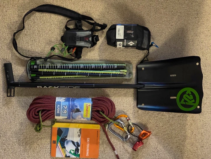 Full kit for randonee skiing