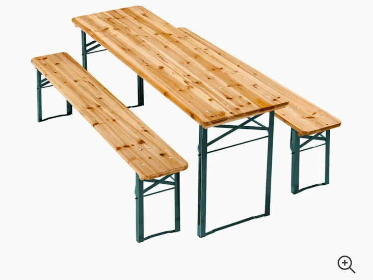 3 set med bord och bänkar