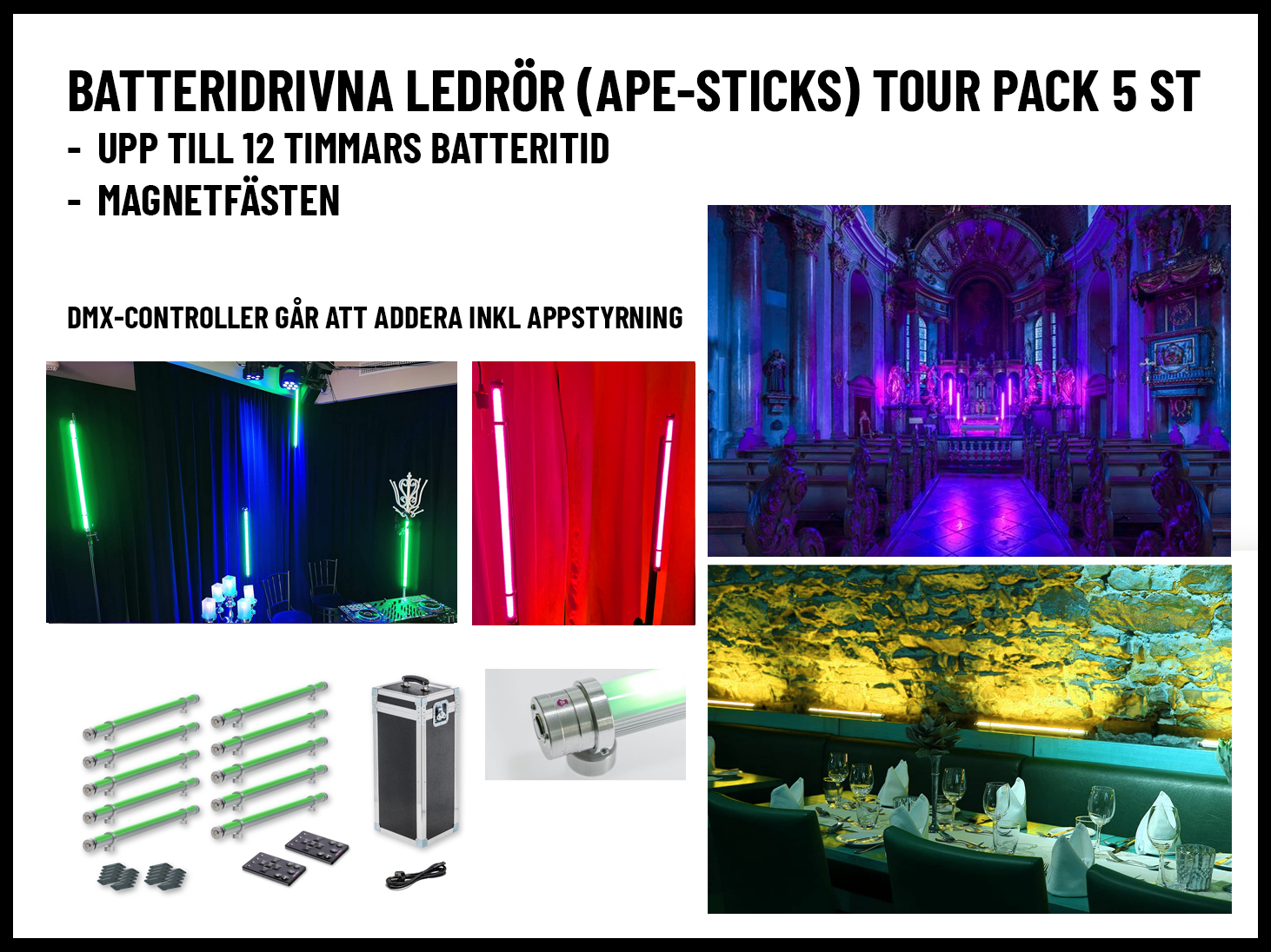 Ape labs apestick tourpack – 5 st trådlösa led-rör