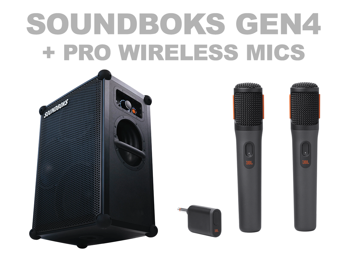 Soundboks 4 + x2 wireless microphone - bluetooth wireless performance portable battery powered pa speaker - for dj's, event's,  parties, w/ upgraded battery!