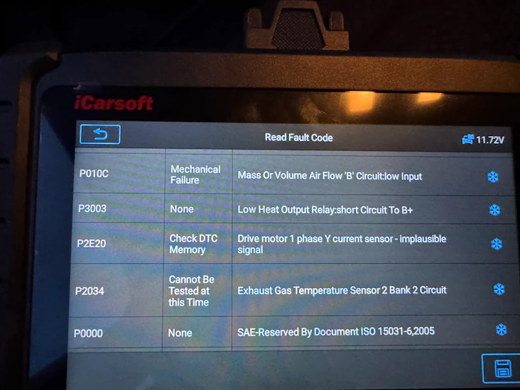 Feilkode leser icarsoft