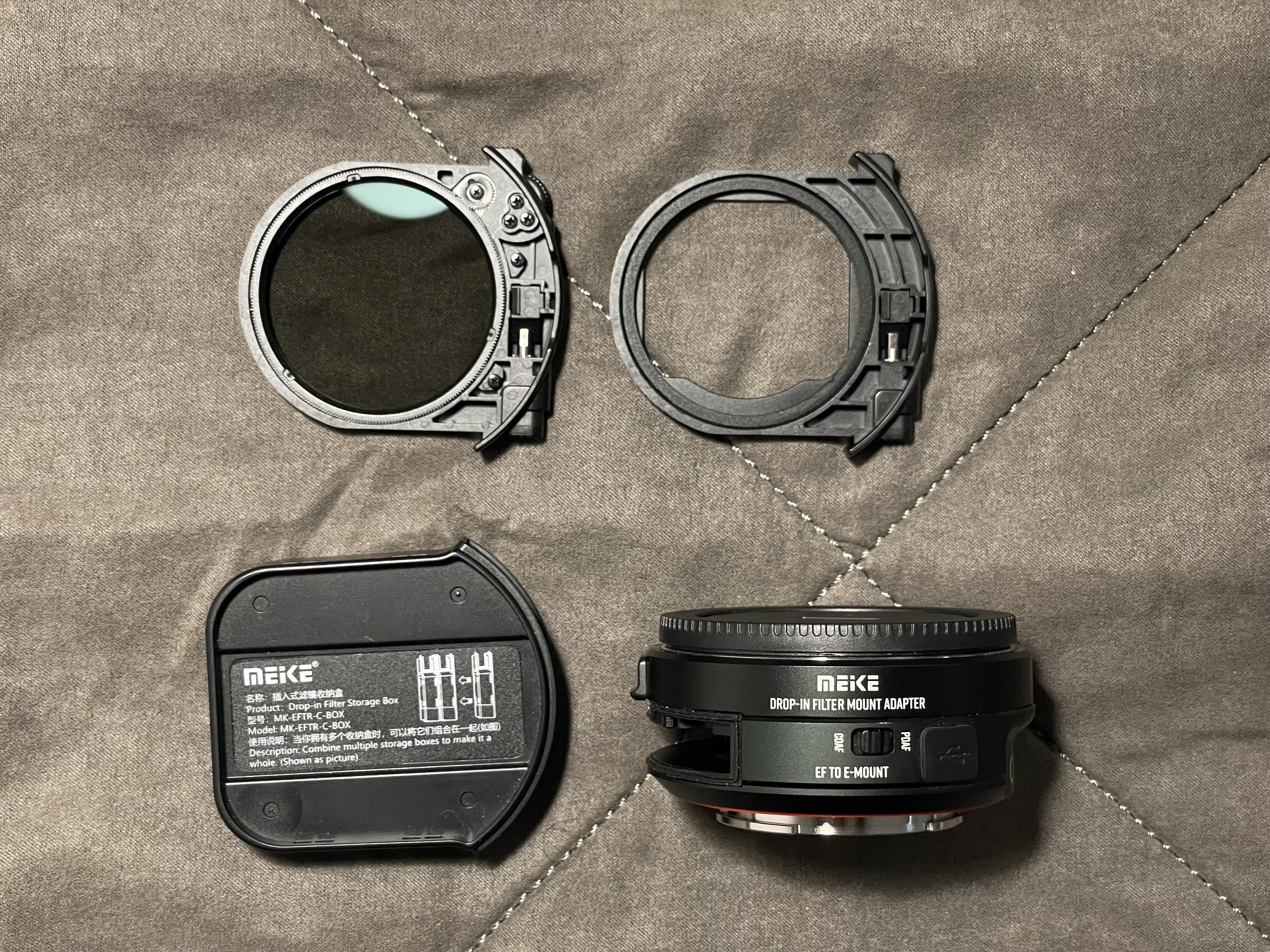 Ef to e mount converter adapter meike with drop in nd filter