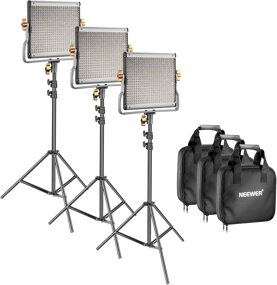 Neewer 3 packs dimmable bi-color 480 led (3200-5600k)