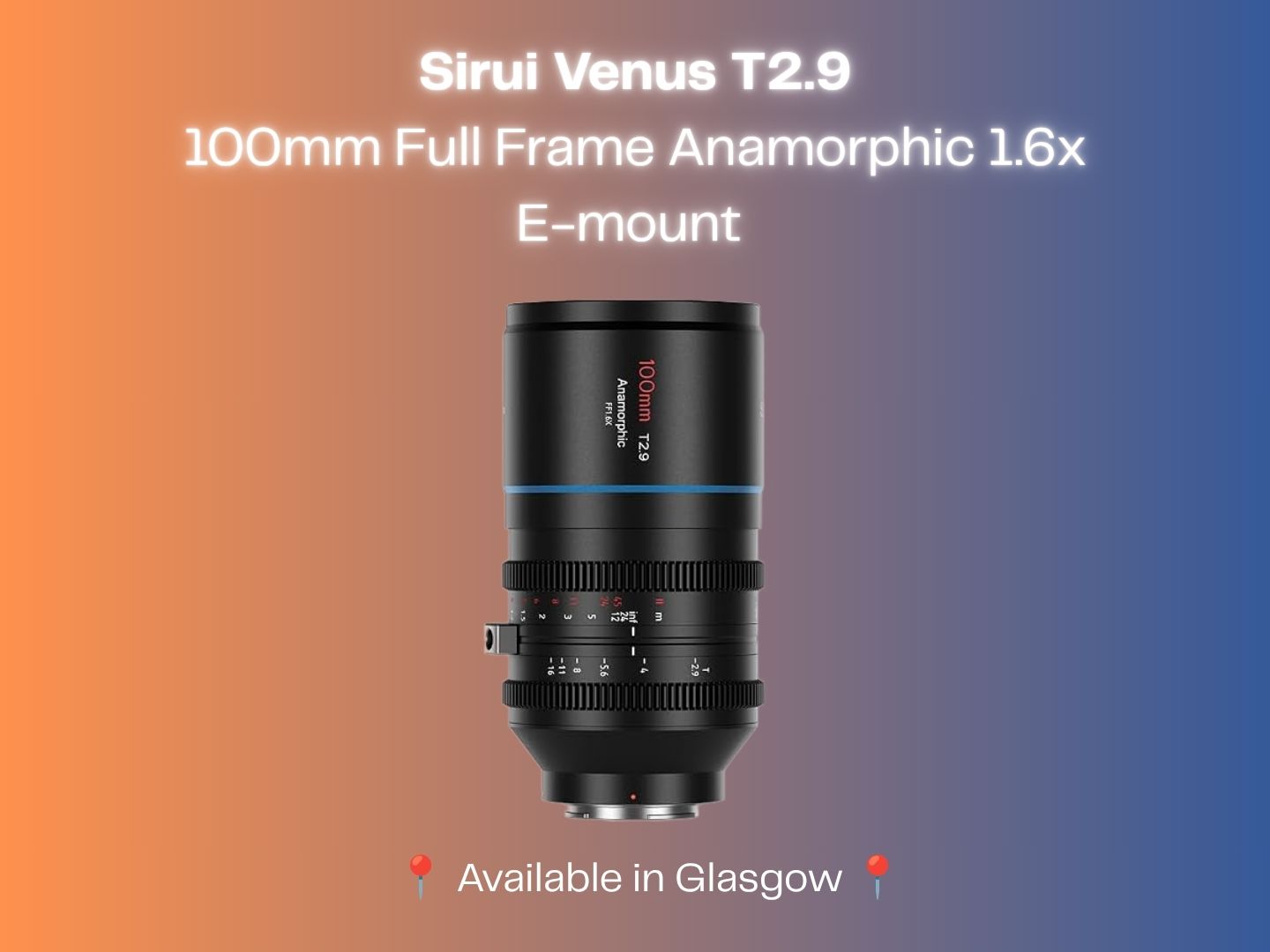 Sirui  venus t2.9 | 100mm full frame anamorphic 1.6x lens kit | e-mount