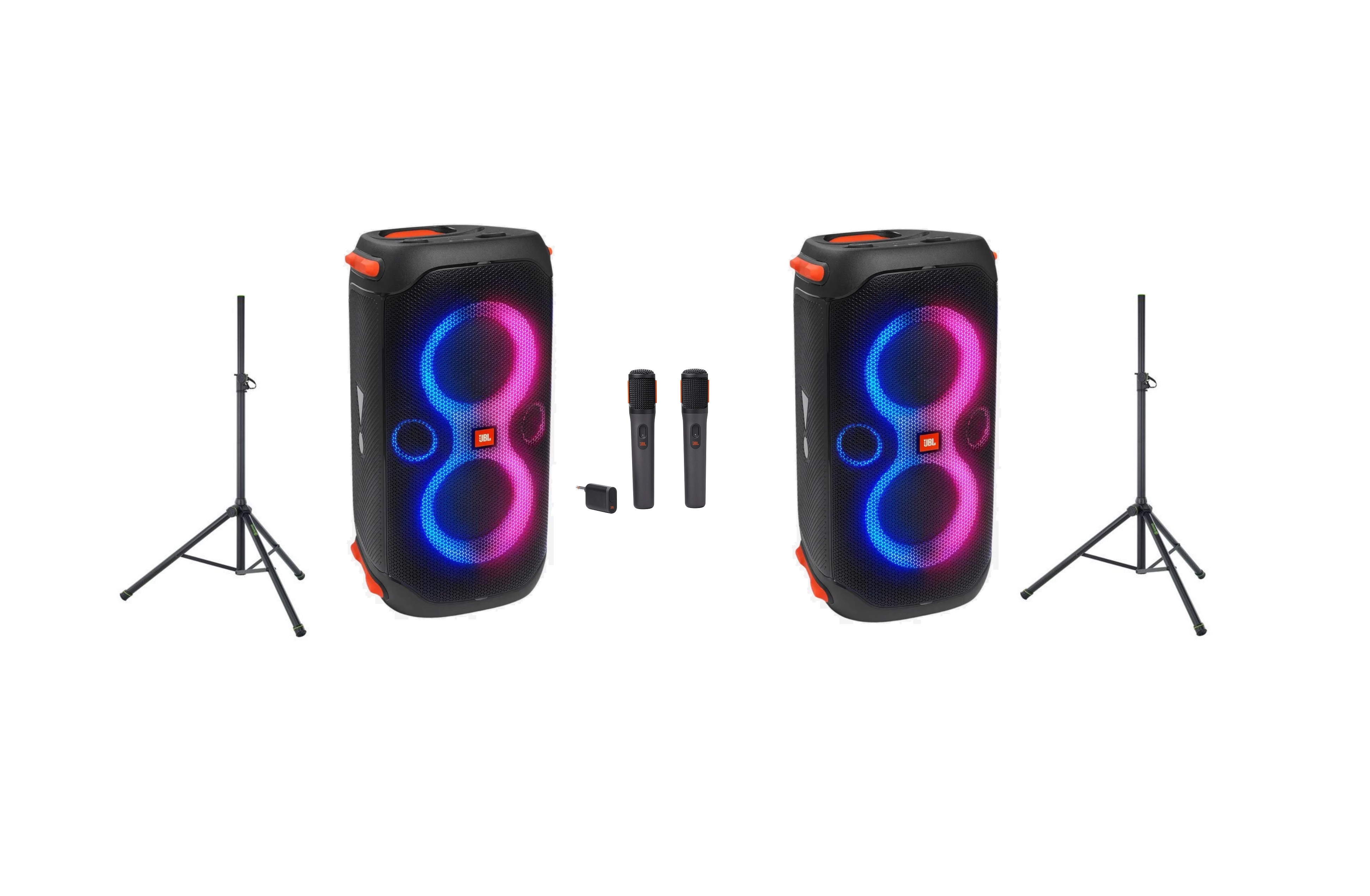 Wireless speakers - 2x jbl partybox club 110 + 2x wireless microphones - bluetooth battery