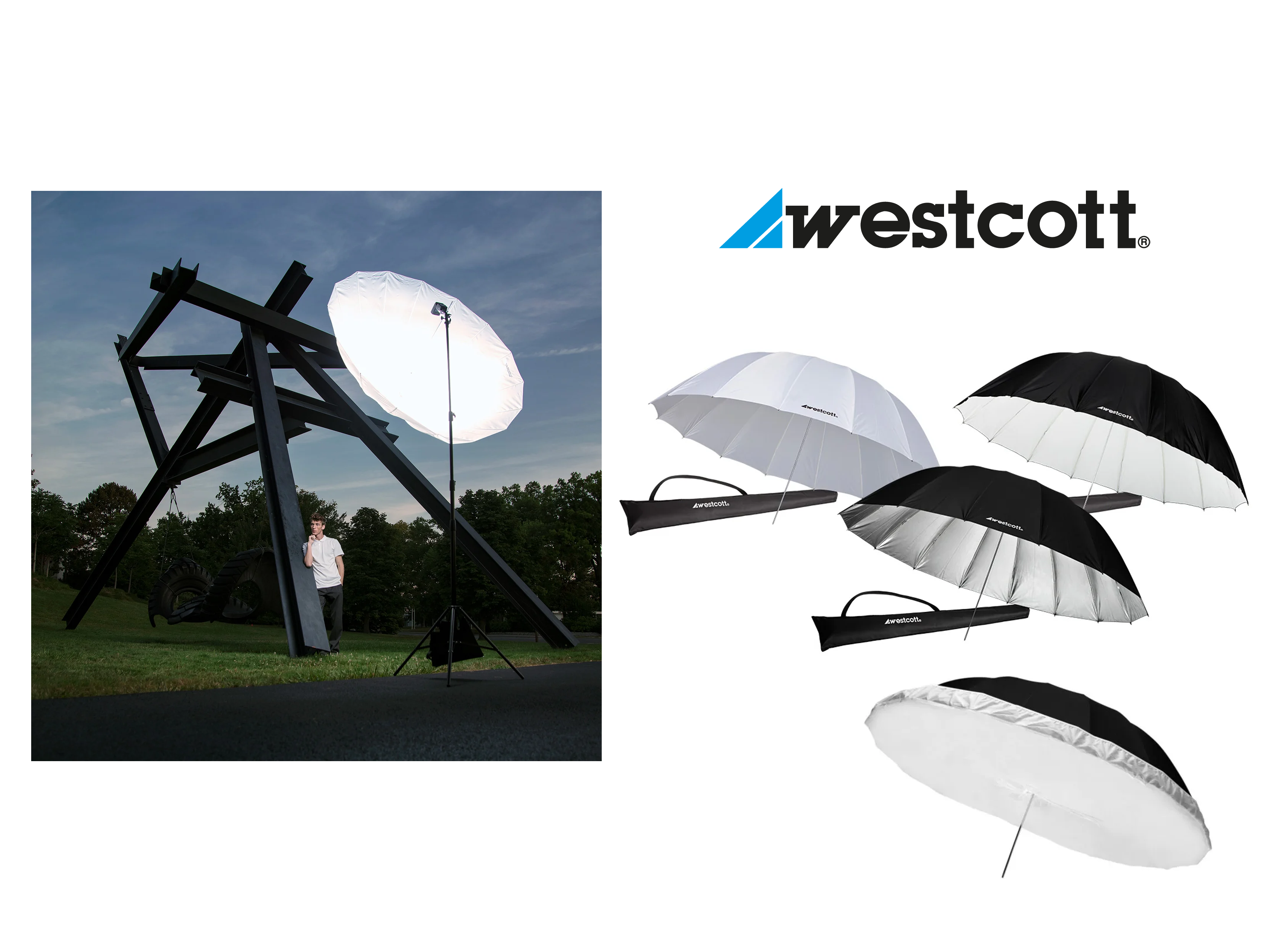 Westcott 7ft umbrella, silver, white, transparent w diffusion 