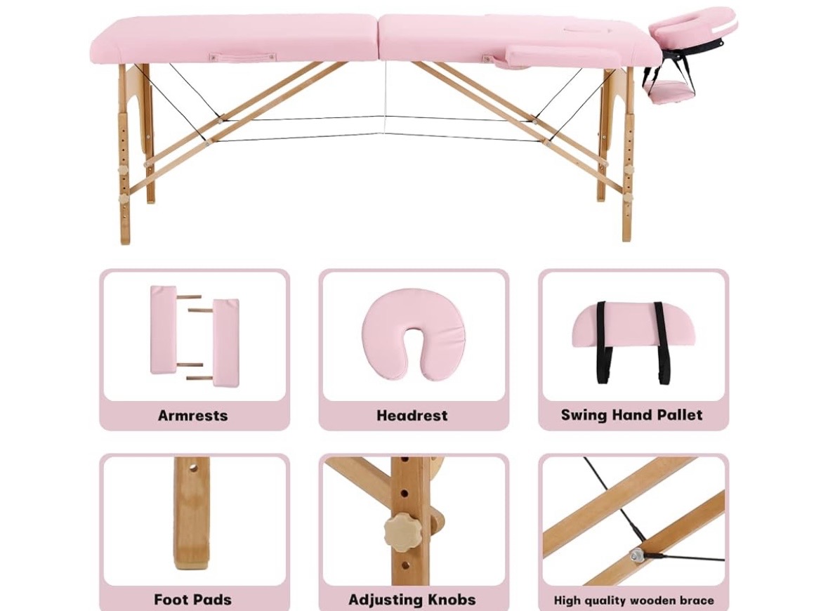 Pink massage table 