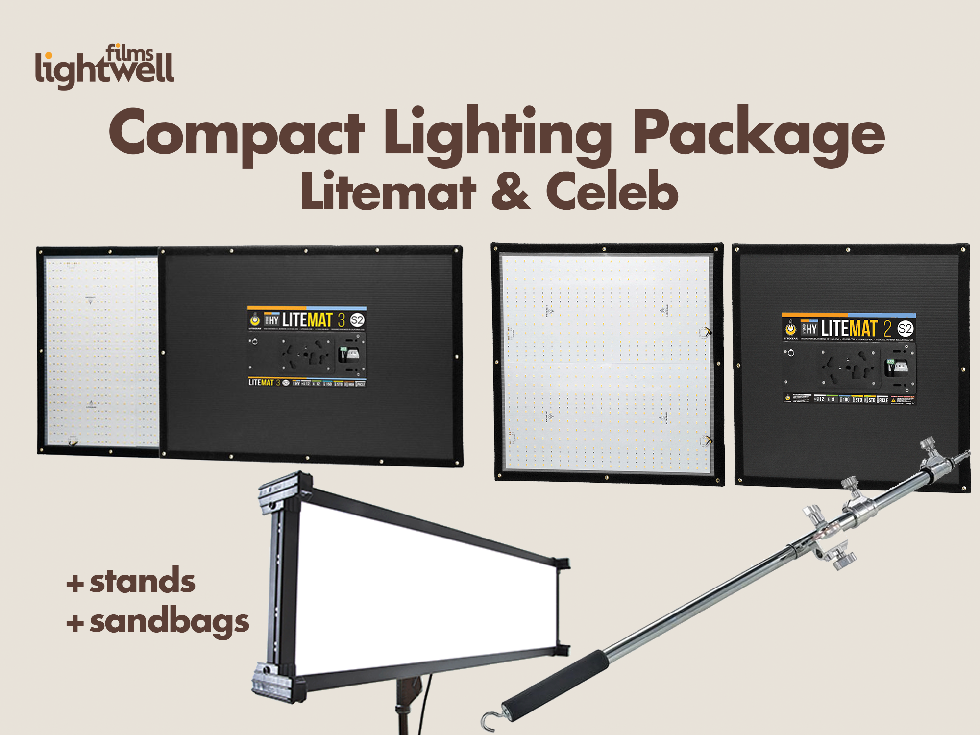 Compact lighting kit package (litemats)
