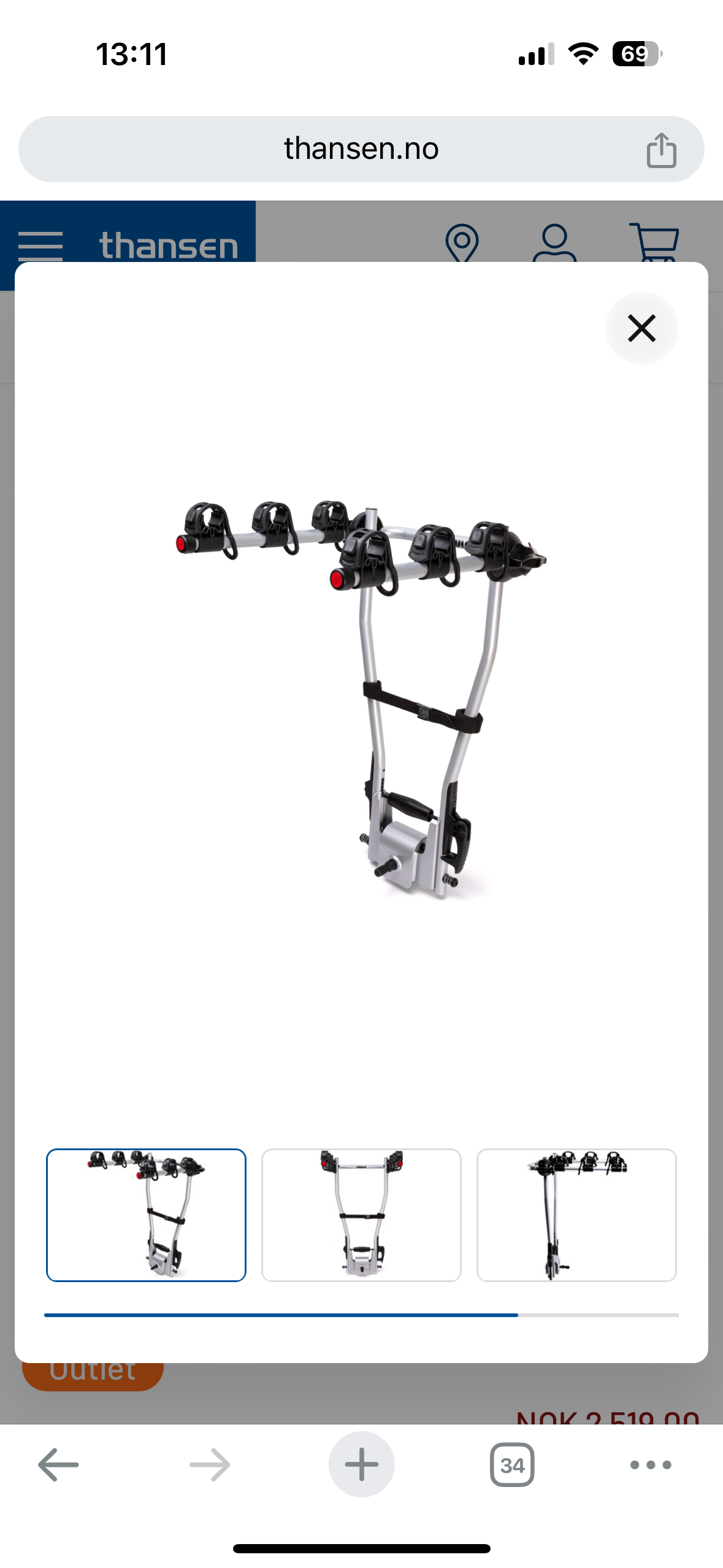 Sykkelstativ thule hang-on 3 