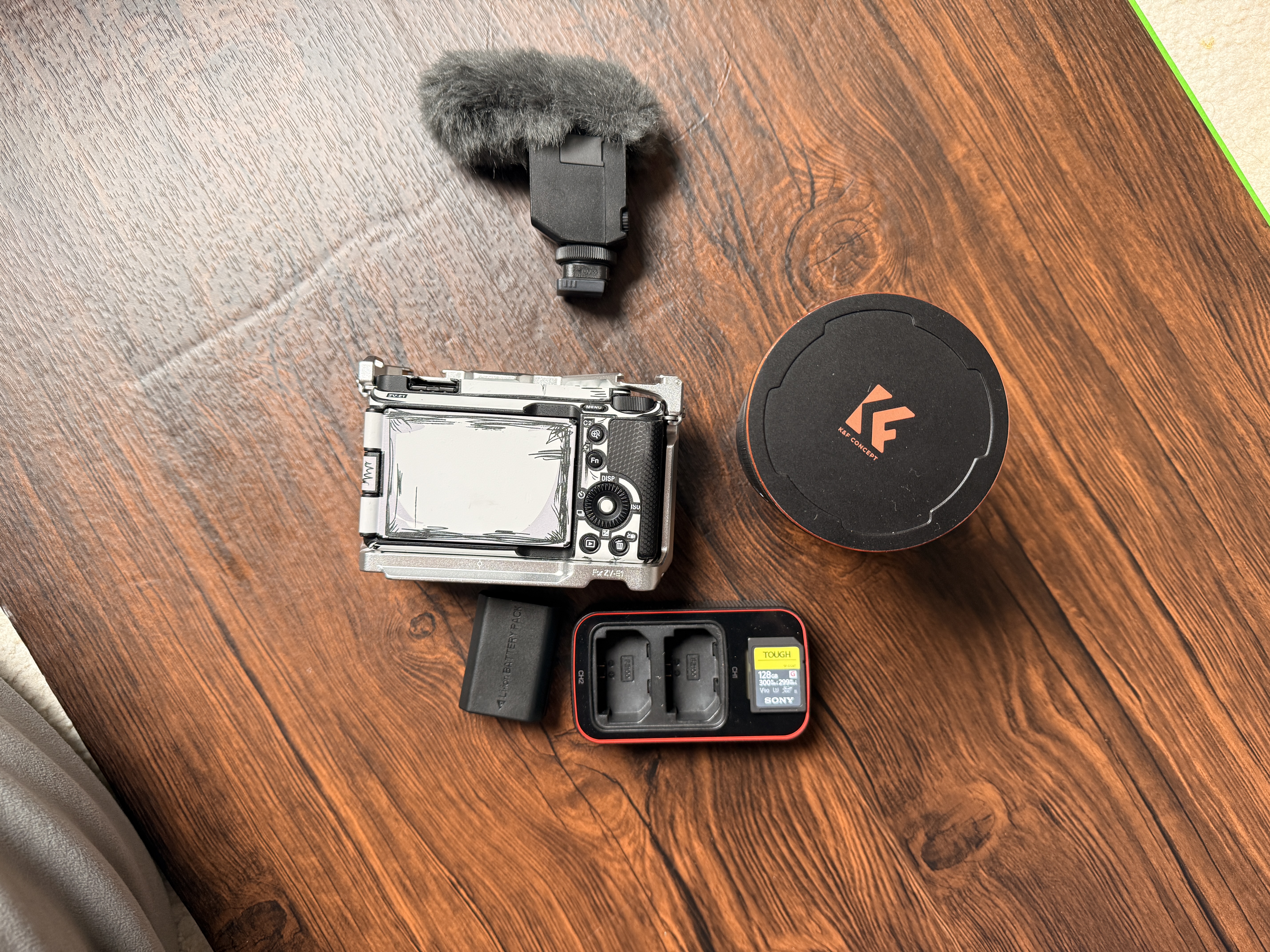 Sony zv-e1 full frame camera in cage - 16-35 f4 lens, 128gb tough sd card 
