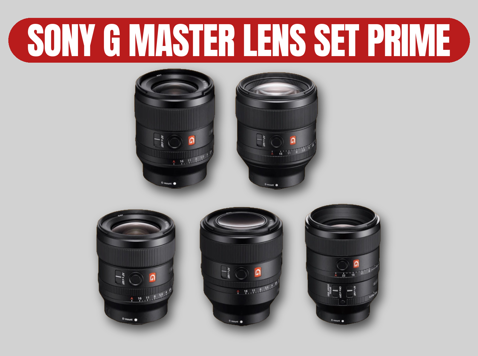 Sony g master prime lens set | 14mm / 35mm / 50mm / 85mm / 105mm