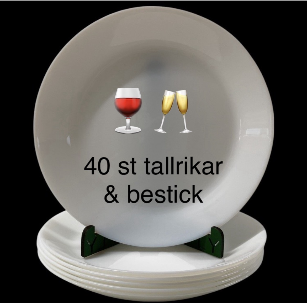 Glas, tallrikar och bestick, 40 st.