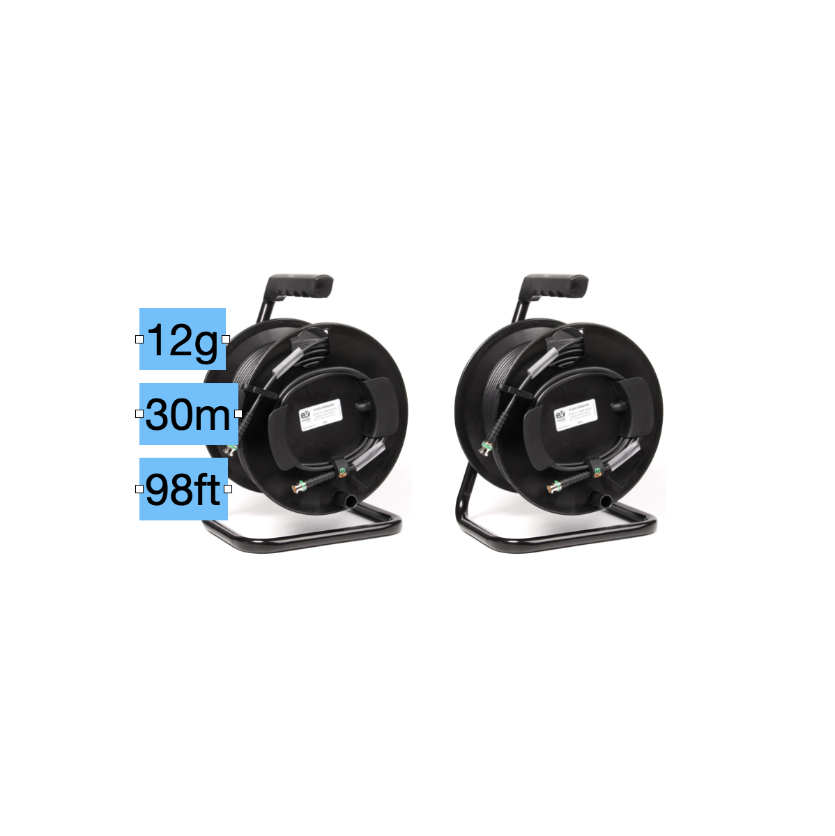 2x 30m 12g sdi cable drum  reel 4k uhd bnc (2x available)
