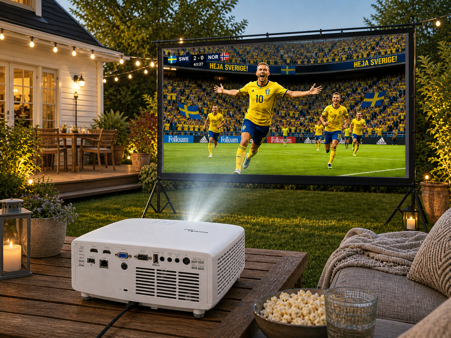 Ljusstark laserprojektor, perfekt för sommarkvällar & fotboll ⚽️