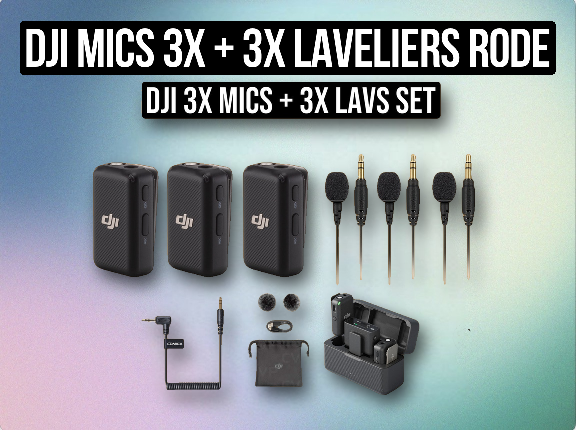 Dji mics 3x + 3x laveliers (rode) for interviews wireless