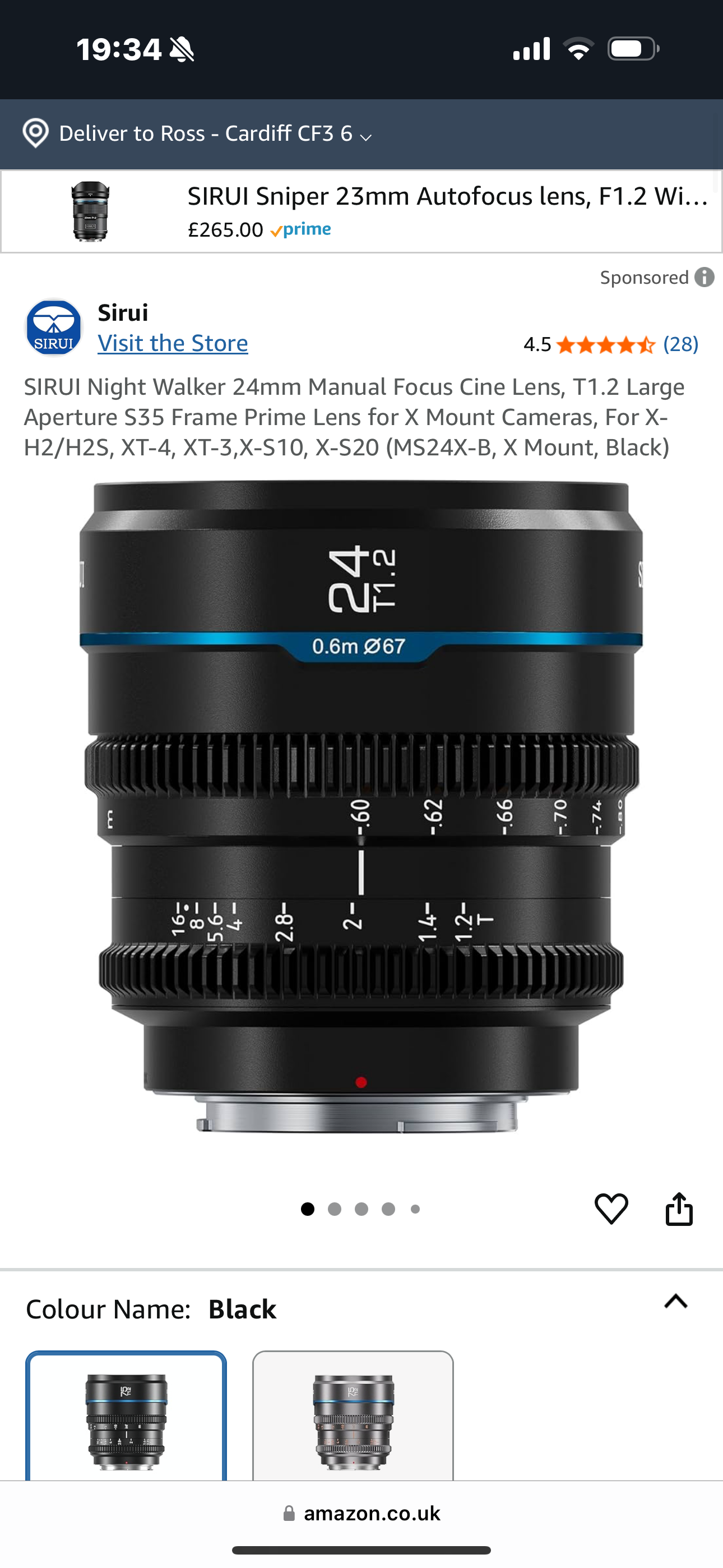 Siri nightwalker 24mm cine lens t1.2