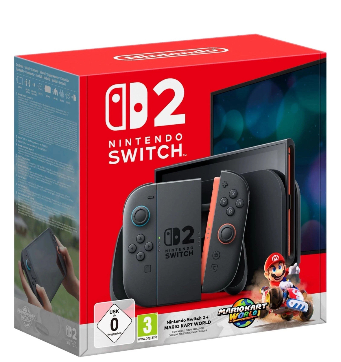 Nintendo switch 2 with mario kart a 2 controllers 