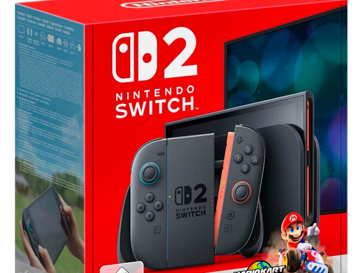 Nintendo switch 2 with mario kart a 2 controllers