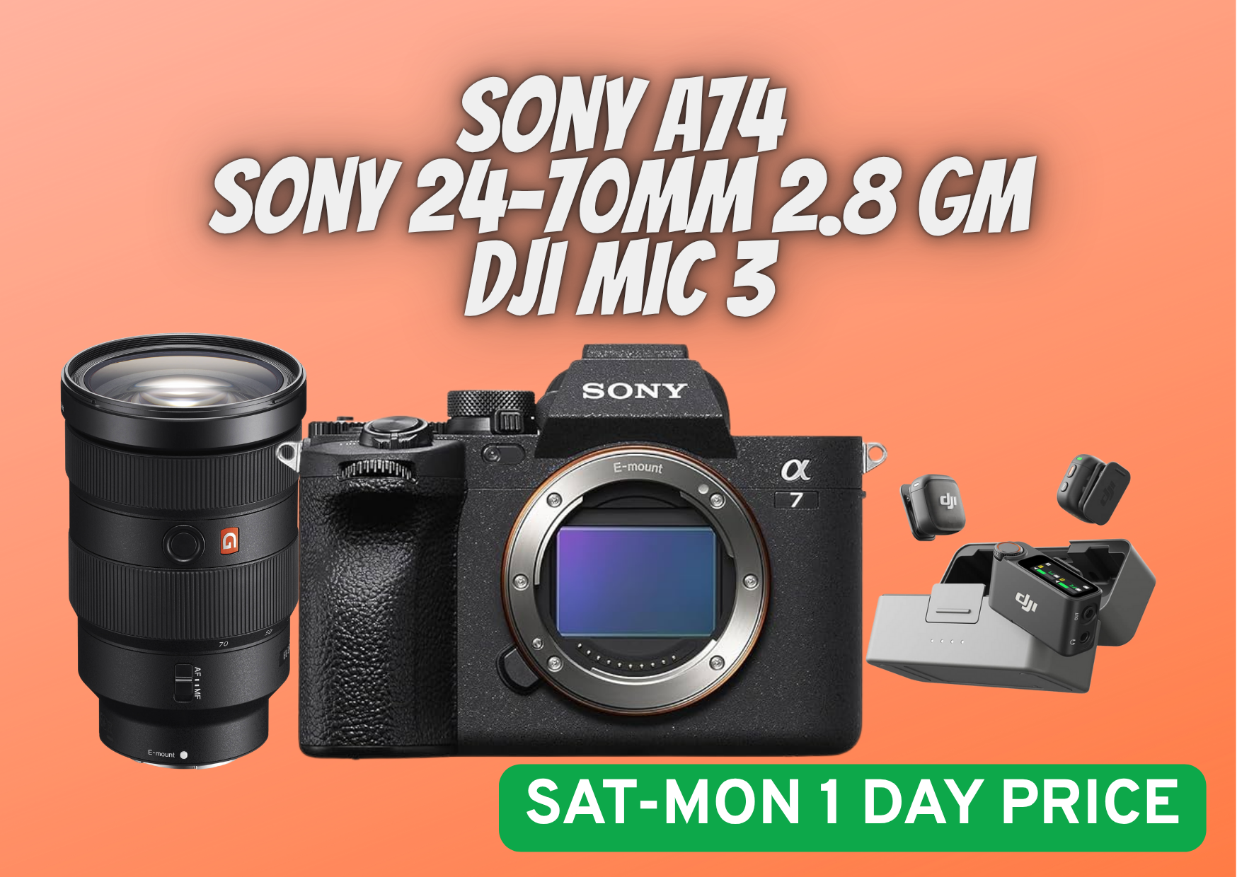 Sony a7iv a74 + 24-70mm 2.8 gm 24-70 mm + dji mic 3